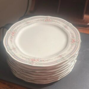 Noritake Floral Dinner Plates - Cream, Pink, Green 8 bread plates brand new